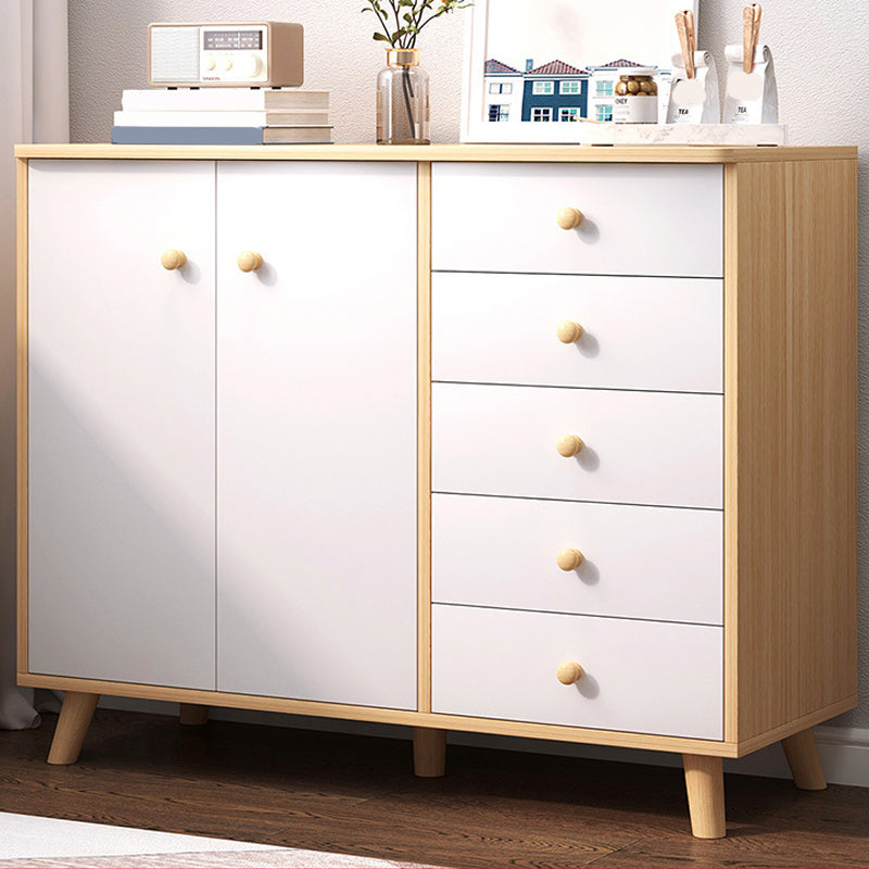 Modern Buffet Server Engineered Wood Dining Server for Kitchen 39"L x 13"W x 35"H Natural Wood White Clearhalo 'buffet_sideboard' 'Buffets & Sideboards' 'furn' 'furn_buffet_sideboard' 'Furniture' 'Kitchen & Dining Furniture' 6139215