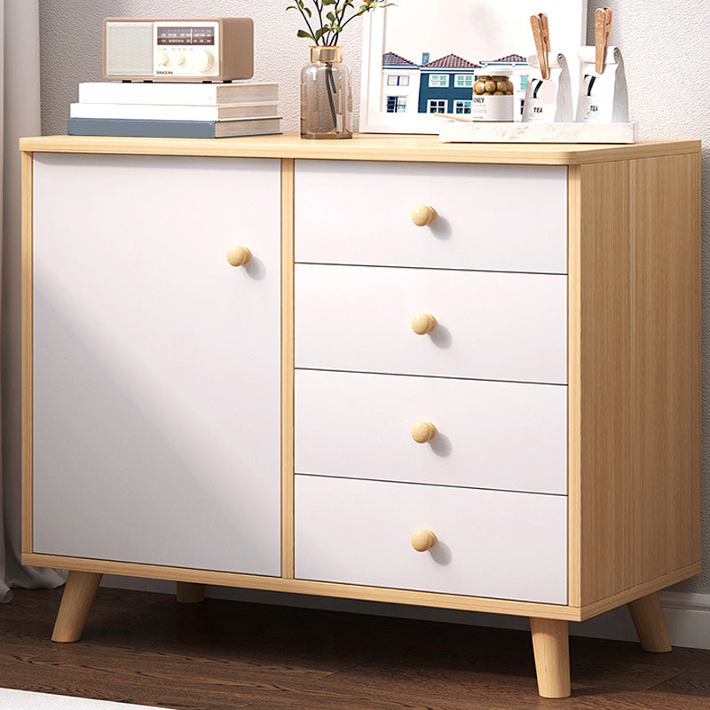 Modern Buffet Server Engineered Wood Dining Server for Kitchen 31"L x 13"W x 29"H Natural Wood White Clearhalo 'buffet_sideboard' 'Buffets & Sideboards' 'furn' 'furn_buffet_sideboard' 'Furniture' 'Kitchen & Dining Furniture' 6139217