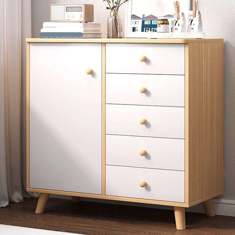 Modern Buffet Server Engineered Wood Dining Server for Kitchen 31"L x 13"W x 35"H Natural Wood White Clearhalo 'buffet_sideboard' 'Buffets & Sideboards' 'furn' 'furn_buffet_sideboard' 'Furniture' 'Kitchen & Dining Furniture' 6139226