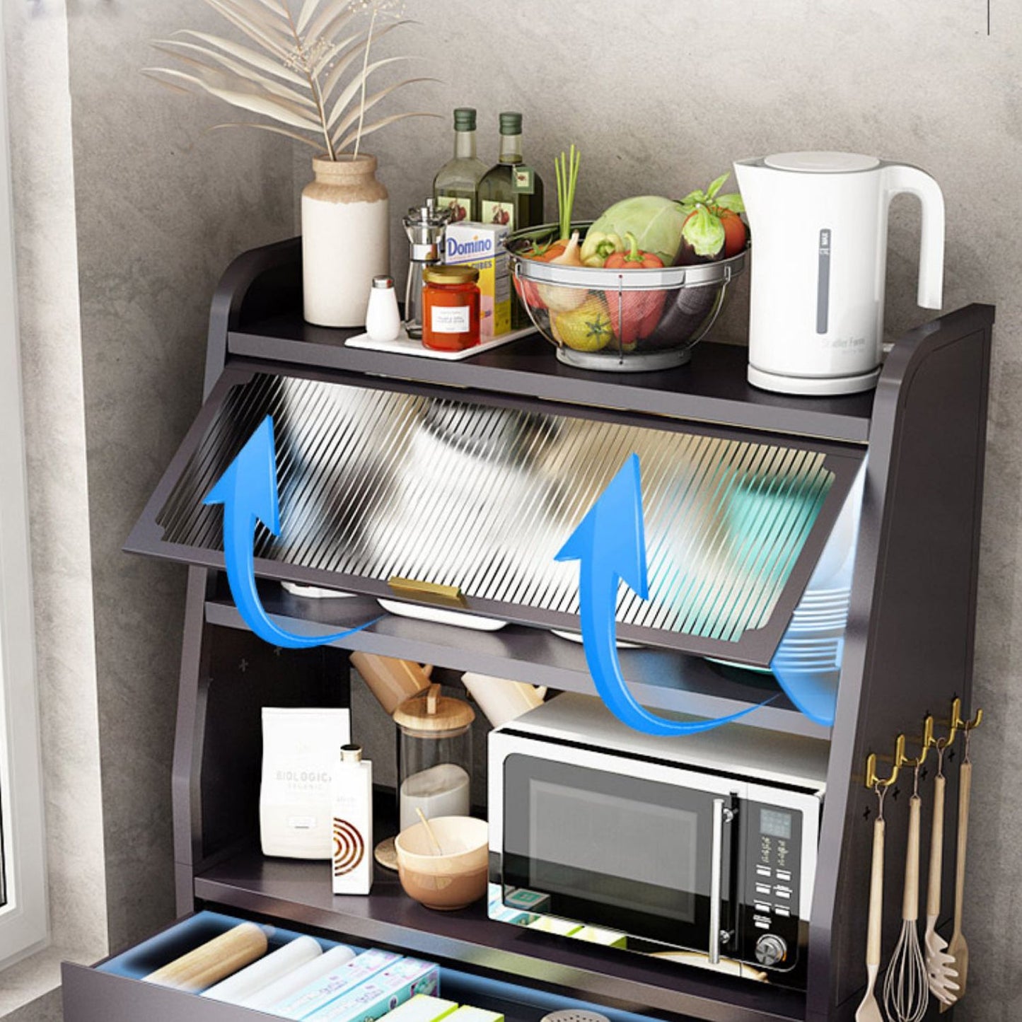 Server di pranzo in metallo contemporaneo server buffet nero per sala da pranzo