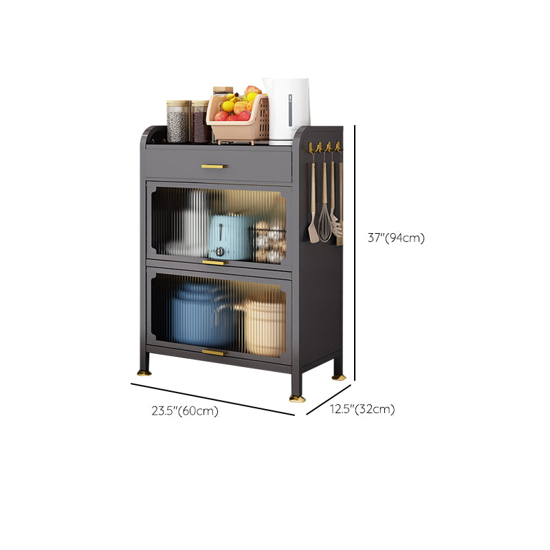 Server di pranzo in metallo contemporaneo server buffet nero per sala da pranzo