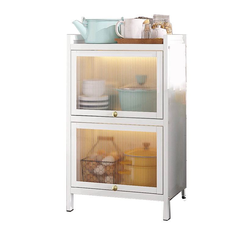 White Metal Buffet Server Modern Dining Server for Dining Room 19"L x 13"W x 31"H Clearhalo 'buffet_sideboard' 'Buffets & Sideboards' 'furn' 'furn_buffet_sideboard' 'Furniture' 'Kitchen & Dining Furniture' 6139263
