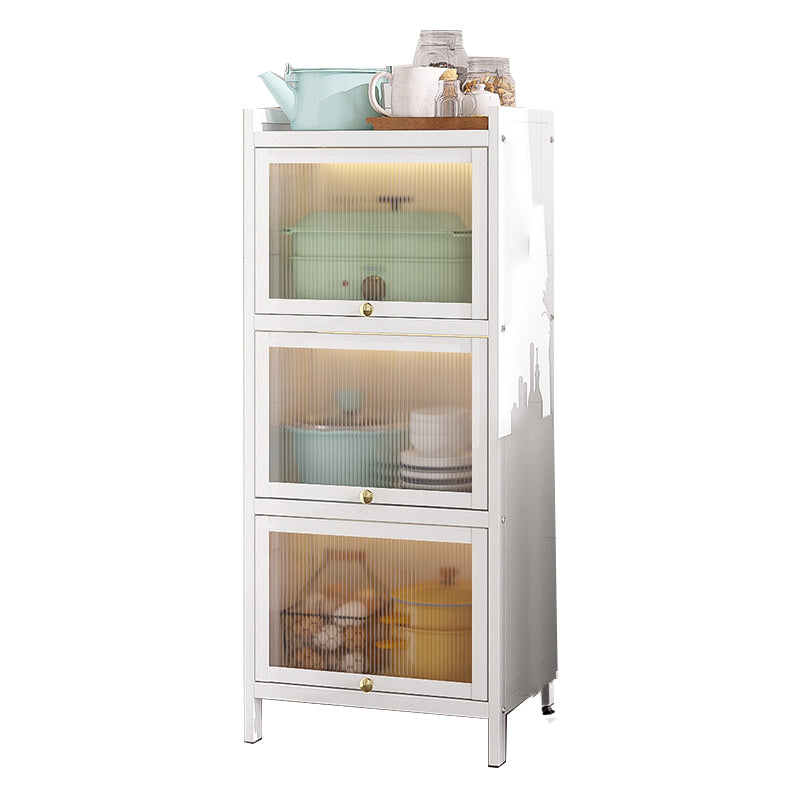 White Metal Buffet Server Modern Dining Server for Dining Room 19"L x 13"W x 44"H Clearhalo 'buffet_sideboard' 'Buffets & Sideboards' 'furn' 'furn_buffet_sideboard' 'Furniture' 'Kitchen & Dining Furniture' 6139265