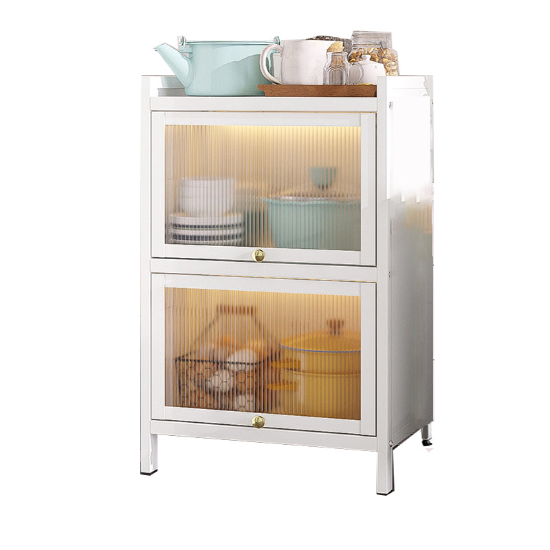 White Metal Buffet Server Modern Dining Server for Dining Room 22"L x 13"W x 31"H Clearhalo 'buffet_sideboard' 'Buffets & Sideboards' 'furn' 'furn_buffet_sideboard' 'Furniture' 'Kitchen & Dining Furniture' 6139269