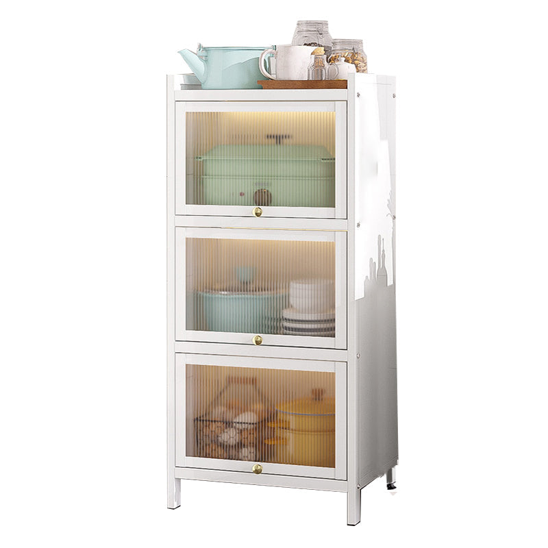 White Metal Buffet Server Modern Dining Server for Dining Room 22"L x 13"W x 44"H Clearhalo 'buffet_sideboard' 'Buffets & Sideboards' 'furn' 'furn_buffet_sideboard' 'Furniture' 'Kitchen & Dining Furniture' 6139270