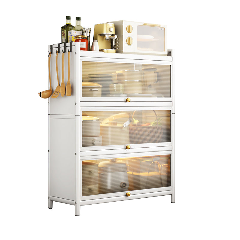 White Metal Buffet Server Modern Dining Server for Dining Room 28"L x 13"W x 44"H Clearhalo 'buffet_sideboard' 'Buffets & Sideboards' 'furn' 'furn_buffet_sideboard' 'Furniture' 'Kitchen & Dining Furniture' 6139276