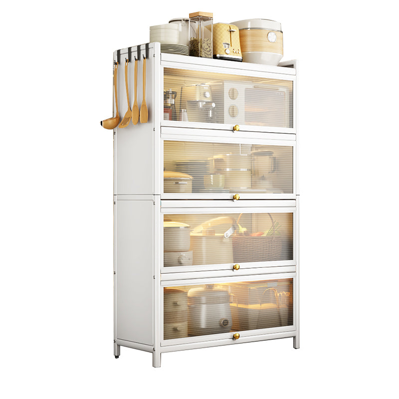 White Metal Buffet Server Modern Dining Server for Dining Room 28"L x 13"W x 57"H Clearhalo 'buffet_sideboard' 'Buffets & Sideboards' 'furn' 'furn_buffet_sideboard' 'Furniture' 'Kitchen & Dining Furniture' 6139278