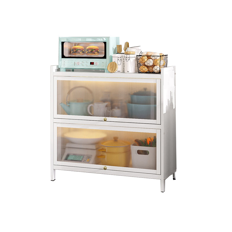 White Metal Buffet Server Modern Dining Server for Dining Room 31"L x 13"W x 31"H Clearhalo 'buffet_sideboard' 'Buffets & Sideboards' 'furn' 'furn_buffet_sideboard' 'Furniture' 'Kitchen & Dining Furniture' 6139281