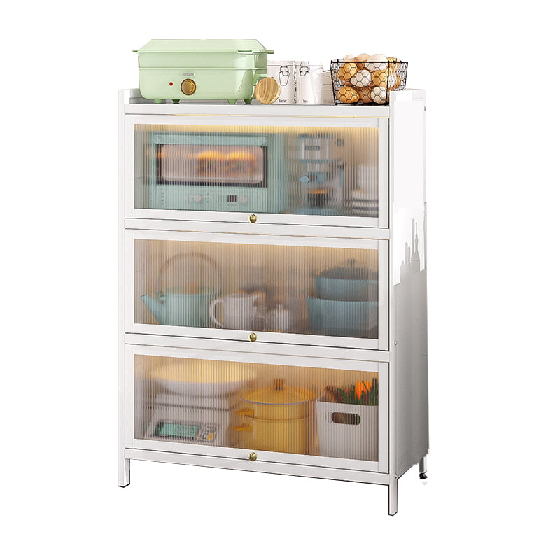 White Metal Buffet Server Modern Dining Server for Dining Room 31"L x 13"W x 44"H Clearhalo 'buffet_sideboard' 'Buffets & Sideboards' 'furn' 'furn_buffet_sideboard' 'Furniture' 'Kitchen & Dining Furniture' 6139282