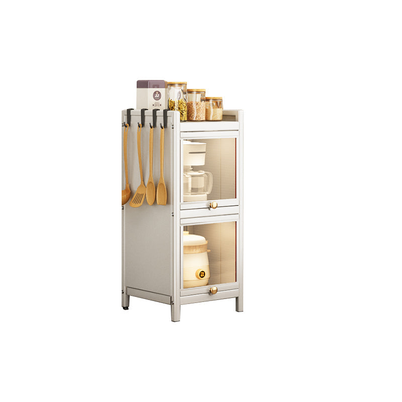 White Metal Buffet Server Modern Dining Server for Dining Room 13"L x 13"W x 31"H Clearhalo 'buffet_sideboard' 'Buffets & Sideboards' 'furn' 'furn_buffet_sideboard' 'Furniture' 'Kitchen & Dining Furniture' 6139286