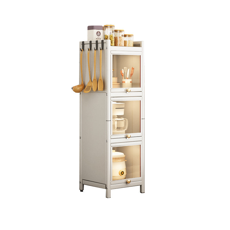 White Metal Buffet Server Modern Dining Server for Dining Room 13"L x 13"W x 44"H Clearhalo 'buffet_sideboard' 'Buffets & Sideboards' 'furn' 'furn_buffet_sideboard' 'Furniture' 'Kitchen & Dining Furniture' 6139287