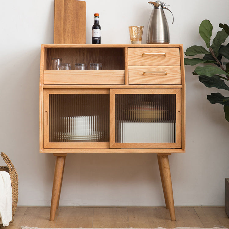 Pine Solid Wood Dining Server with Drawers 31.5"L Contemporary Buffet Server Clearhalo 'buffet_sideboard' 'Buffets & Sideboards' 'furn' 'furn_buffet_sideboard' 'Furniture' 'Kitchen & Dining Furniture' 6139400