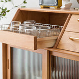 Pine Solid Wood Dining Server with Drawers 31.5"L Contemporary Buffet Server Clearhalo 'buffet_sideboard' 'Buffets & Sideboards' 'furn' 'furn_buffet_sideboard' 'Furniture' 'Kitchen & Dining Furniture' 6139405