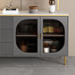 3 Drawer Dining Server with Glass Doors Glam Buffet Server for Kitchen