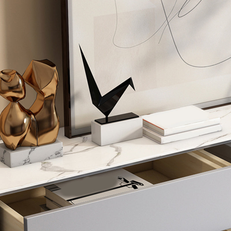 Tableau de buffet en bois et en pierre d'ingénierie moderne avec tiroirs