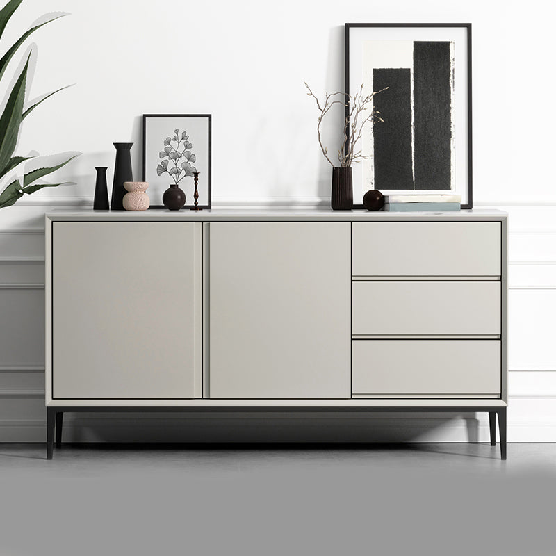 Contemporary Stone Top Sideboard 3 Drawers 2 Doors Sideboard for Living Room Apricot Wood Clearhalo 'buffet_sideboard' 'Buffets & Sideboards' 'furn' 'furn_buffet_sideboard' 'Furniture' 'Kitchen & Dining Furniture' 6139511