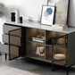 Contemporary Stone Top Sideboard 3 Drawers 2 Doors Sideboard for Living Room Clearhalo 'buffet_sideboard' 'Buffets & Sideboards' 'furn' 'furn_buffet_sideboard' 'Furniture' 'Kitchen & Dining Furniture' 6139520