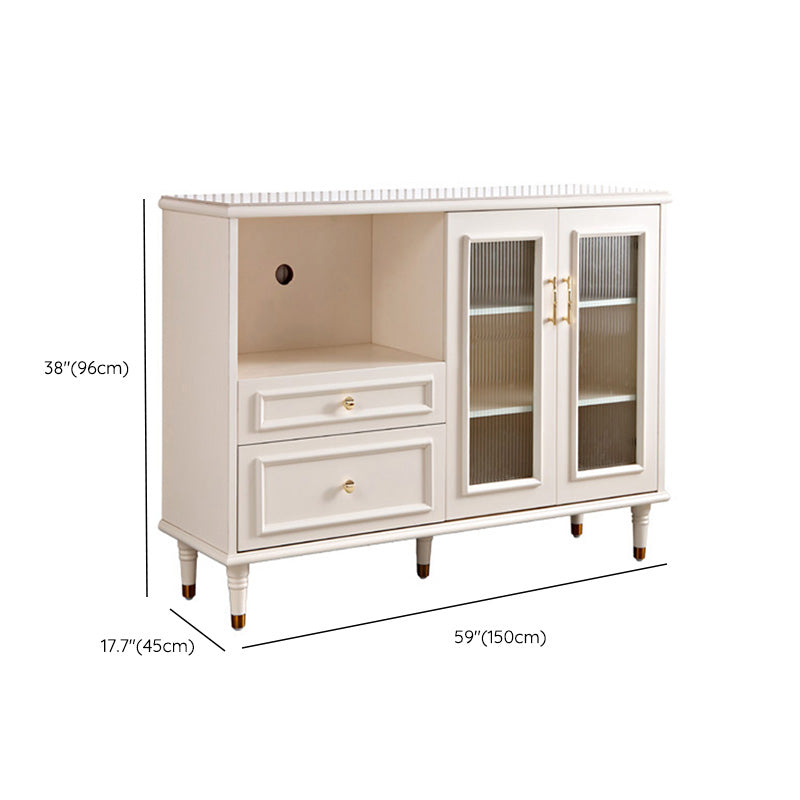 Serveur d'étagère réglable contemporain Server en pierre supérieure avec des jambes en bois massif