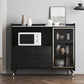 Zwarte open opbergserver Glam Wood Dining Server met 2 lades