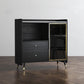 Zwarte open opbergserver Glam Wood Dining Server met 2 lades