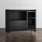 Zwarte open opbergserver Glam Wood Dining Server met 2 lades