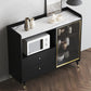Zwarte open opbergserver Glam Wood Dining Server met 2 lades