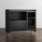 Zwarte open opbergserver Glam Wood Dining Server met 2 lades