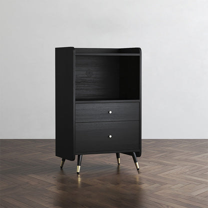 Zwarte open opbergserver Glam Wood Dining Server met 2 lades