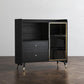 Zwarte open opbergserver Glam Wood Dining Server met 2 lades