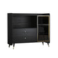 Zwarte open opbergserver Glam Wood Dining Server met 2 lades