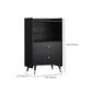 Zwarte open opbergserver Glam Wood Dining Server met 2 lades