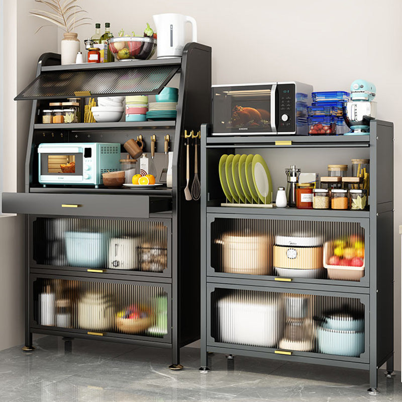 Black Metal Dining Server Contemporary Buffet Server for Kitchen Clearhalo 'buffet_sideboard' 'Buffets & Sideboards' 'furn' 'furn_buffet_sideboard' 'Furniture' 'Kitchen & Dining Furniture' 6139684