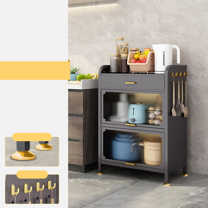 Black Metal Dining Server Contemporary Buffet Server for Kitchen 23.6"L x 12.6"W x 37.0"H Clearhalo 'buffet_sideboard' 'Buffets & Sideboards' 'furn' 'furn_buffet_sideboard' 'Furniture' 'Kitchen & Dining Furniture' 6139685