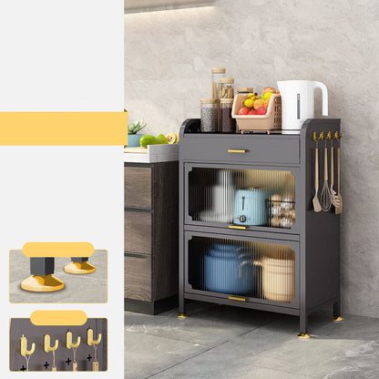 Black Metal Dining Server Contemporary Buffet Server for Kitchen 23.6"L x 12.6"W x 37.0"H Clearhalo 'buffet_sideboard' 'Buffets & Sideboards' 'furn' 'furn_buffet_sideboard' 'Furniture' 'Kitchen & Dining Furniture' 6139685