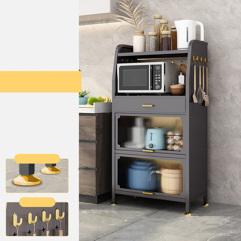 Black Metal Dining Server Contemporary Buffet Server for Kitchen 23.6"L x 12.6"W x 50.4"H Clearhalo 'buffet_sideboard' 'Buffets & Sideboards' 'furn' 'furn_buffet_sideboard' 'Furniture' 'Kitchen & Dining Furniture' 6139687