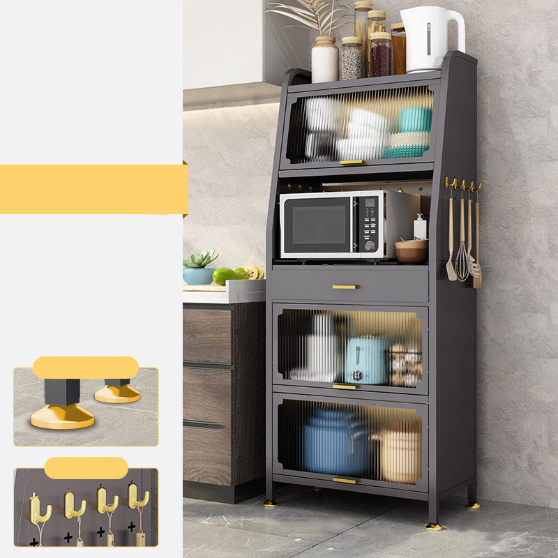 Black Metal Dining Server Contemporary Buffet Server for Kitchen 23.6"L x 12.6"W x 63"H Clearhalo 'buffet_sideboard' 'Buffets & Sideboards' 'furn' 'furn_buffet_sideboard' 'Furniture' 'Kitchen & Dining Furniture' 6139688