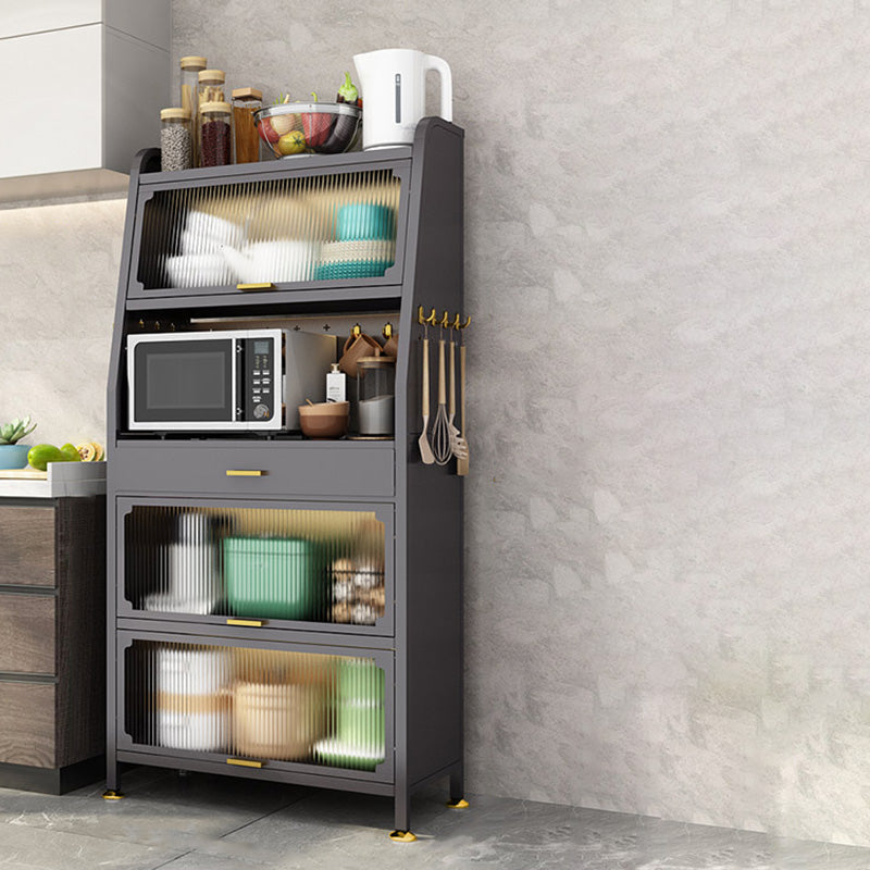 Black Metal Dining Server Contemporary Buffet Server for Kitchen Clearhalo 'buffet_sideboard' 'Buffets & Sideboards' 'furn' 'furn_buffet_sideboard' 'Furniture' 'Kitchen & Dining Furniture' 6139689