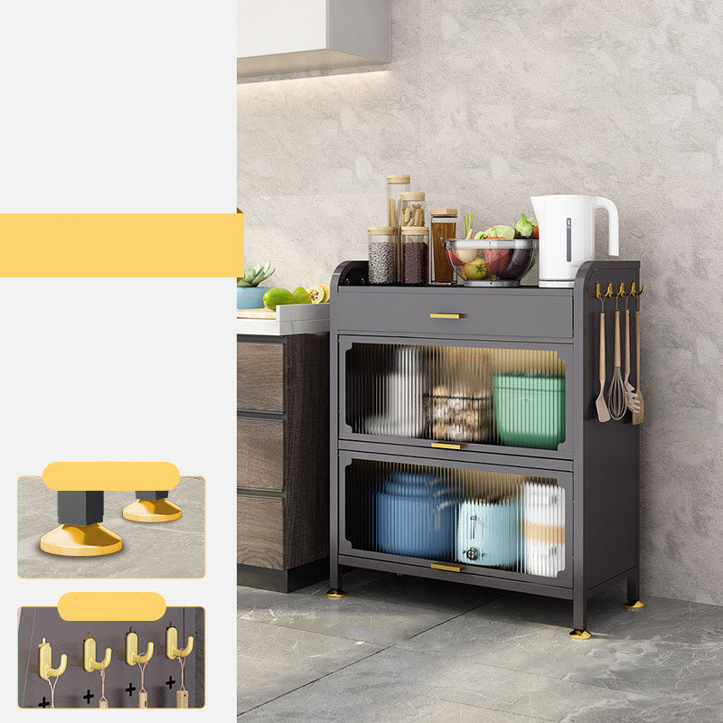 Black Metal Dining Server Contemporary Buffet Server for Kitchen 27.6"L x 12.6"W x 37.0"H Clearhalo 'buffet_sideboard' 'Buffets & Sideboards' 'furn' 'furn_buffet_sideboard' 'Furniture' 'Kitchen & Dining Furniture' 6139690