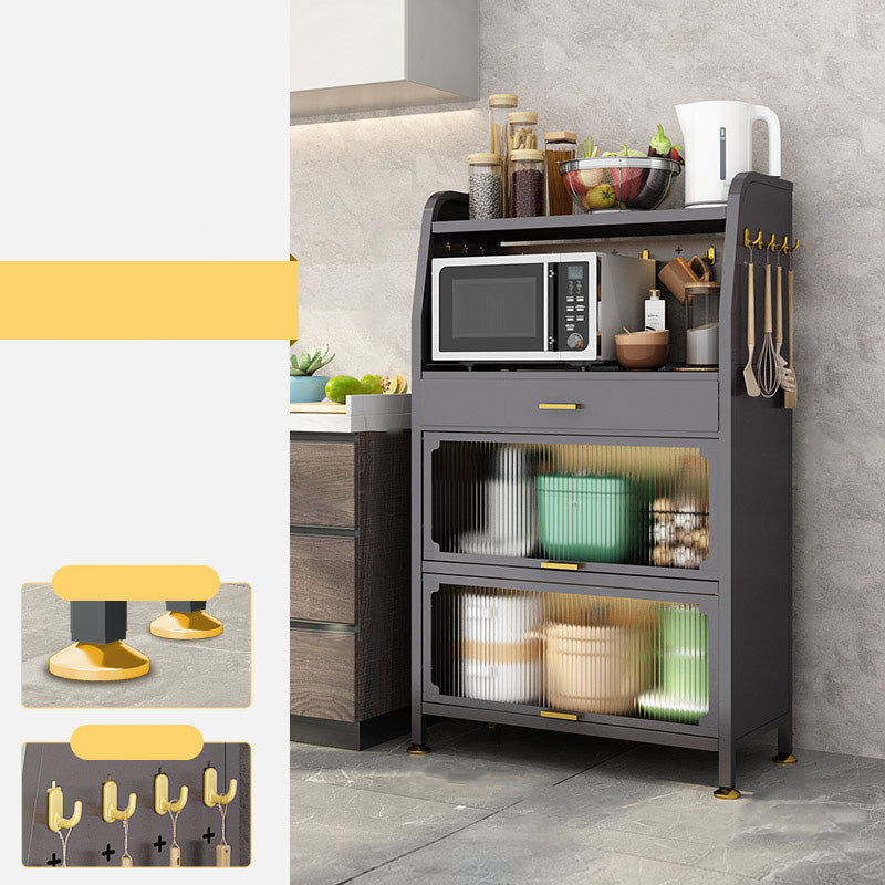 Black Metal Dining Server Contemporary Buffet Server for Kitchen 27.6"L x 12.6"W x 50.4"H Clearhalo 'buffet_sideboard' 'Buffets & Sideboards' 'furn' 'furn_buffet_sideboard' 'Furniture' 'Kitchen & Dining Furniture' 6139692