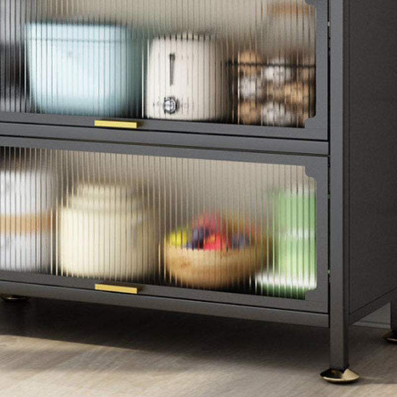 Black Metal Dining Server Contemporary Buffet Server for Kitchen Clearhalo 'buffet_sideboard' 'Buffets & Sideboards' 'furn' 'furn_buffet_sideboard' 'Furniture' 'Kitchen & Dining Furniture' 6139695