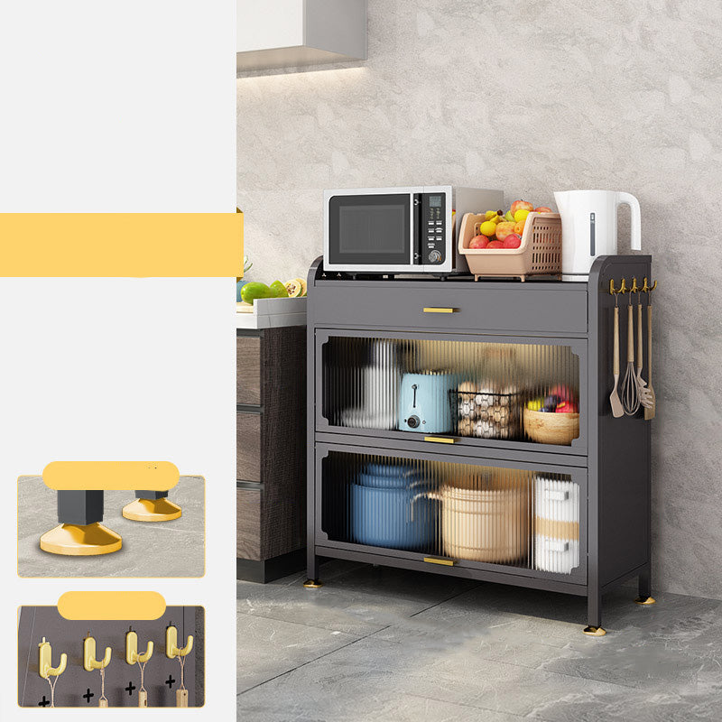 Black Metal Dining Server Contemporary Buffet Server for Kitchen 31.5"L x 12.6"W x 37.0"H Clearhalo 'buffet_sideboard' 'Buffets & Sideboards' 'furn' 'furn_buffet_sideboard' 'Furniture' 'Kitchen & Dining Furniture' 6139696