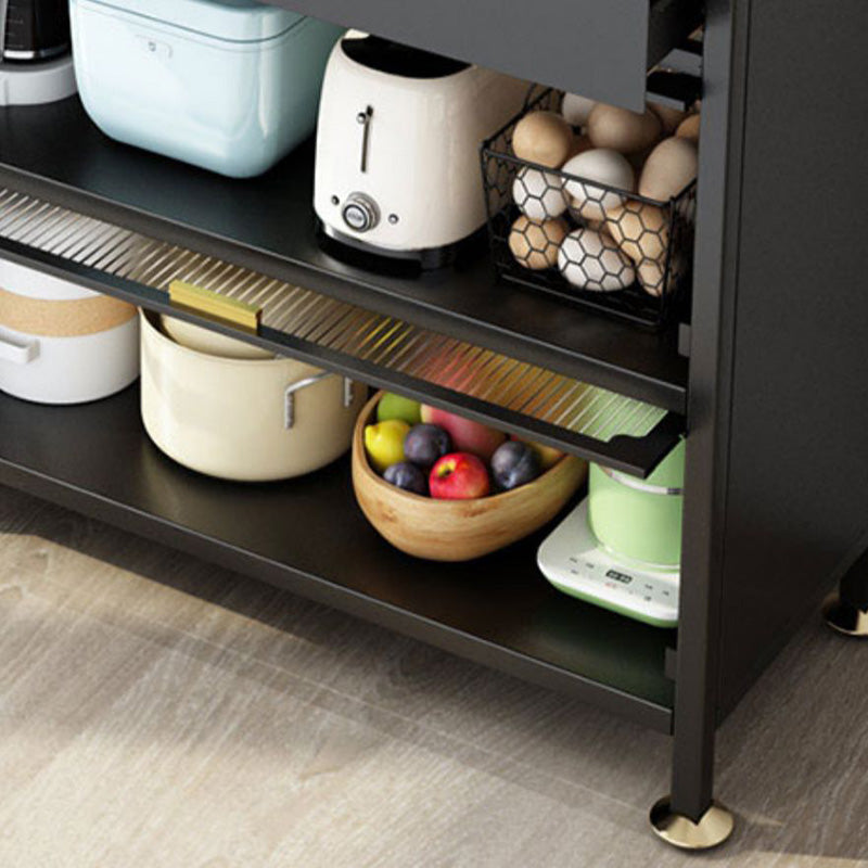 Black Metal Dining Server Contemporary Buffet Server for Kitchen Clearhalo 'buffet_sideboard' 'Buffets & Sideboards' 'furn' 'furn_buffet_sideboard' 'Furniture' 'Kitchen & Dining Furniture' 6139697