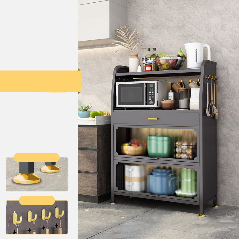 Black Metal Dining Server Contemporary Buffet Server for Kitchen 31.5"L x 12.6"W x 50.4"H Clearhalo 'buffet_sideboard' 'Buffets & Sideboards' 'furn' 'furn_buffet_sideboard' 'Furniture' 'Kitchen & Dining Furniture' 6139698