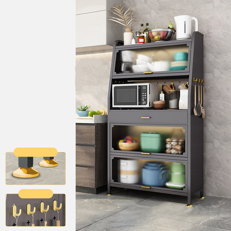 Black Metal Dining Server Contemporary Buffet Server for Kitchen 31.5"L x 12.6"W x 63"H Clearhalo 'buffet_sideboard' 'Buffets & Sideboards' 'furn' 'furn_buffet_sideboard' 'Furniture' 'Kitchen & Dining Furniture' 6139700