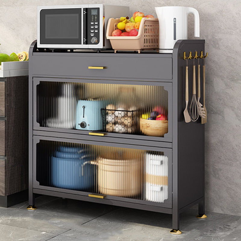 Black Metal Dining Server Contemporary Buffet Server for Kitchen Clearhalo 'buffet_sideboard' 'Buffets & Sideboards' 'furn' 'furn_buffet_sideboard' 'Furniture' 'Kitchen & Dining Furniture' 6139704