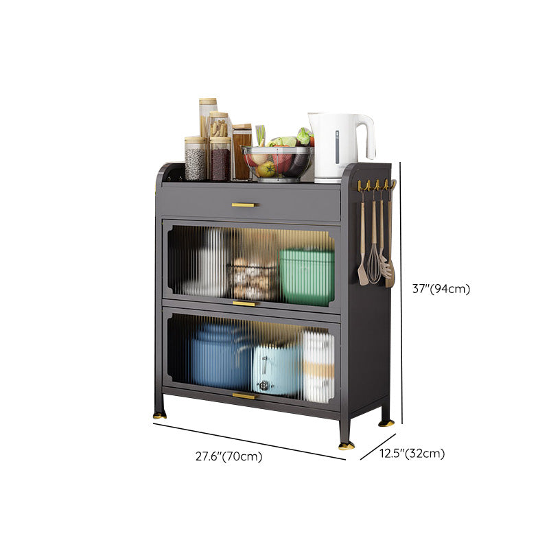 Black Metal Dining Server Contemporary Buffet Server for Kitchen Clearhalo 'buffet_sideboard' 'Buffets & Sideboards' 'furn' 'furn_buffet_sideboard' 'Furniture' 'Kitchen & Dining Furniture' 6139708