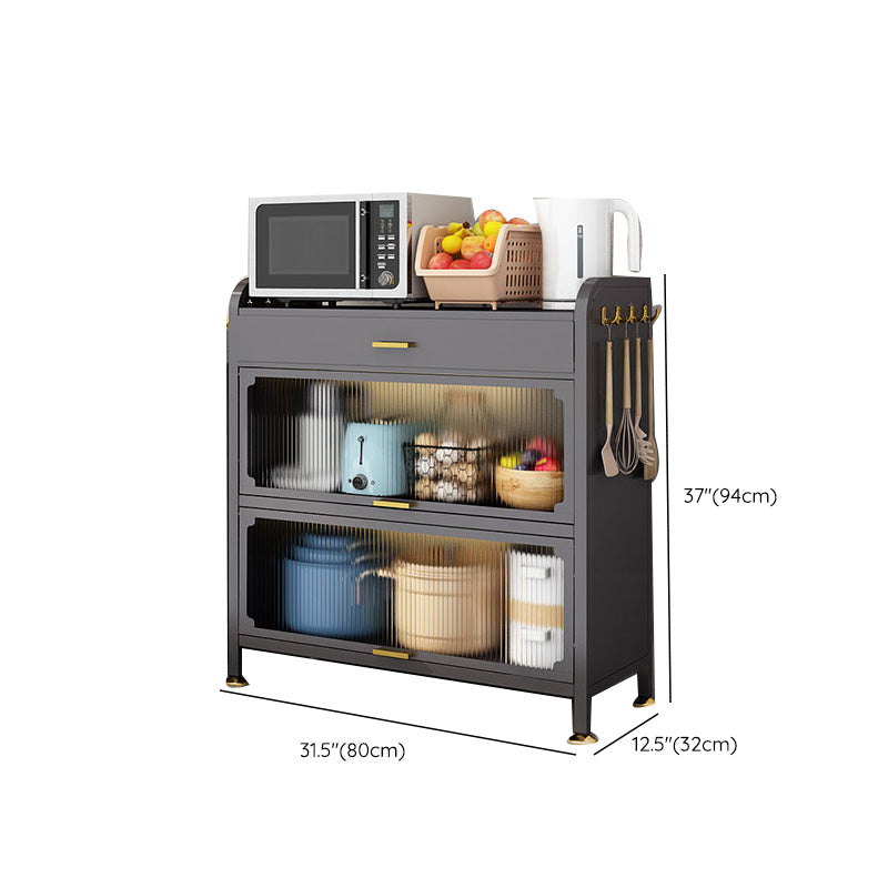 Black Metal Dining Server Contemporary Buffet Server for Kitchen Clearhalo 'buffet_sideboard' 'Buffets & Sideboards' 'furn' 'furn_buffet_sideboard' 'Furniture' 'Kitchen & Dining Furniture' 6139711
