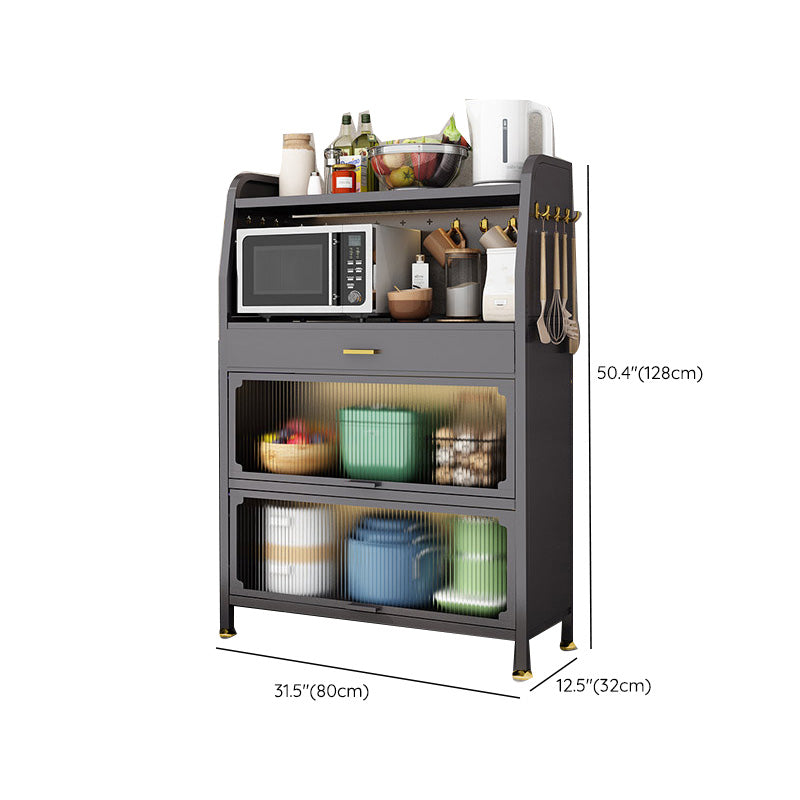 Black Metal Dining Server Contemporary Buffet Server for Kitchen Clearhalo 'buffet_sideboard' 'Buffets & Sideboards' 'furn' 'furn_buffet_sideboard' 'Furniture' 'Kitchen & Dining Furniture' 6139712