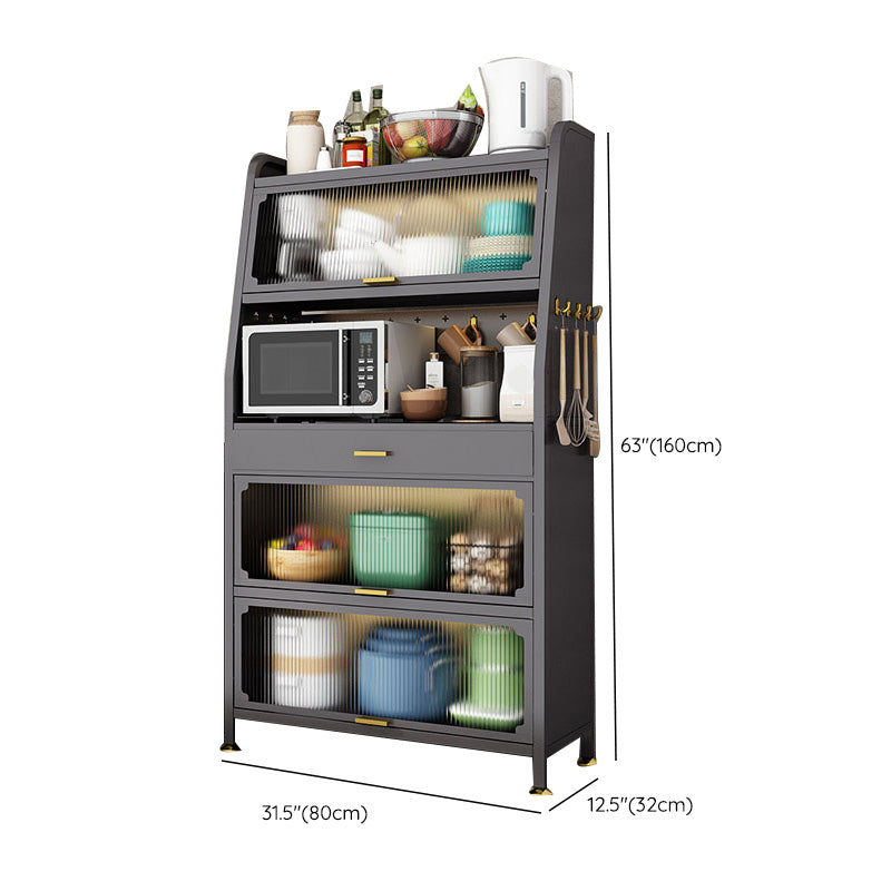 Black Metal Dining Server Contemporary Buffet Server for Kitchen Clearhalo 'buffet_sideboard' 'Buffets & Sideboards' 'furn' 'furn_buffet_sideboard' 'Furniture' 'Kitchen & Dining Furniture' 6139713