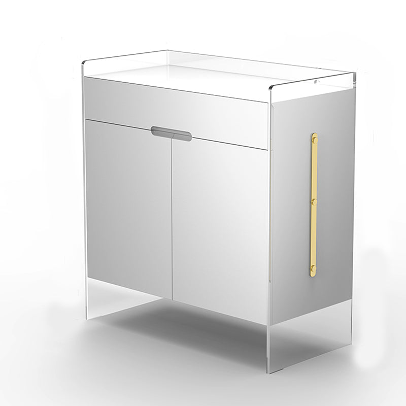 Contemporary Wood Buffet Sideboard Cabinets with Acrylic Frame Sideboard 31"L x 16"W x 35"H White Clearhalo 'buffet_sideboard' 'Buffets & Sideboards' 'furn' 'furn_buffet_sideboard' 'Furniture' 'Kitchen & Dining Furniture' 6139828